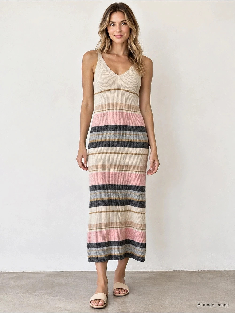 Z Supply Sedona Stripe Sweater Dress Pink & Beige XS